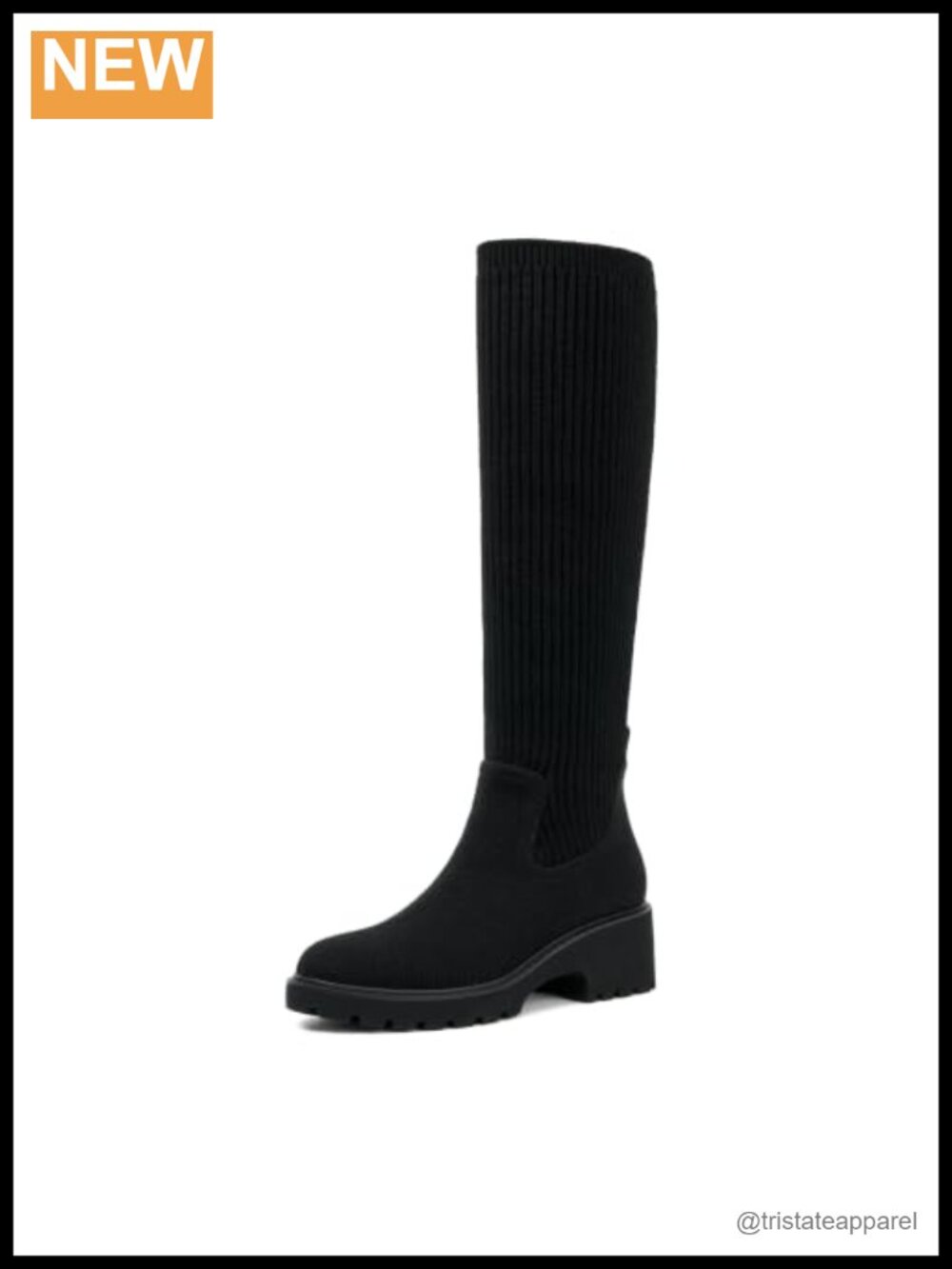 Knee High Wedge Boots Round Toe Platform Tall Boots Stretchy Knit